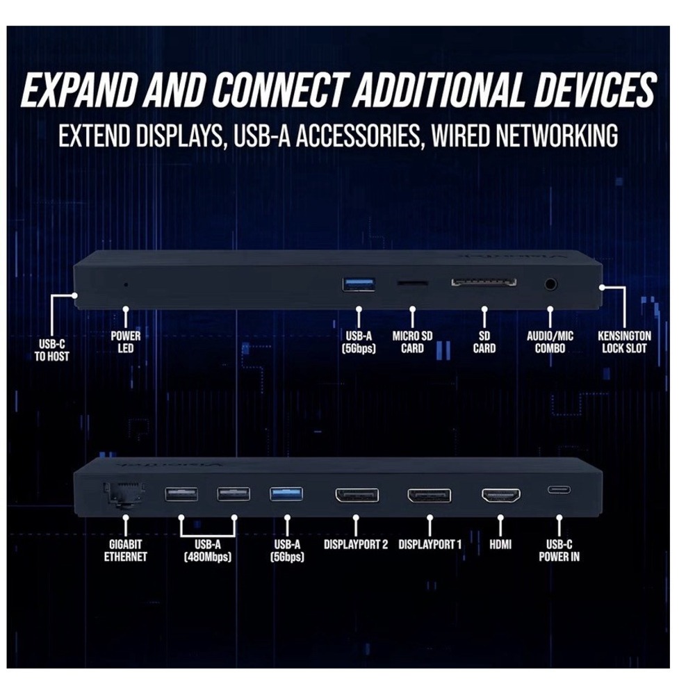 Dell‎ USB-C Docking Station HDMI DisplayPort USB-A GbE SD/microSD Audio Lock